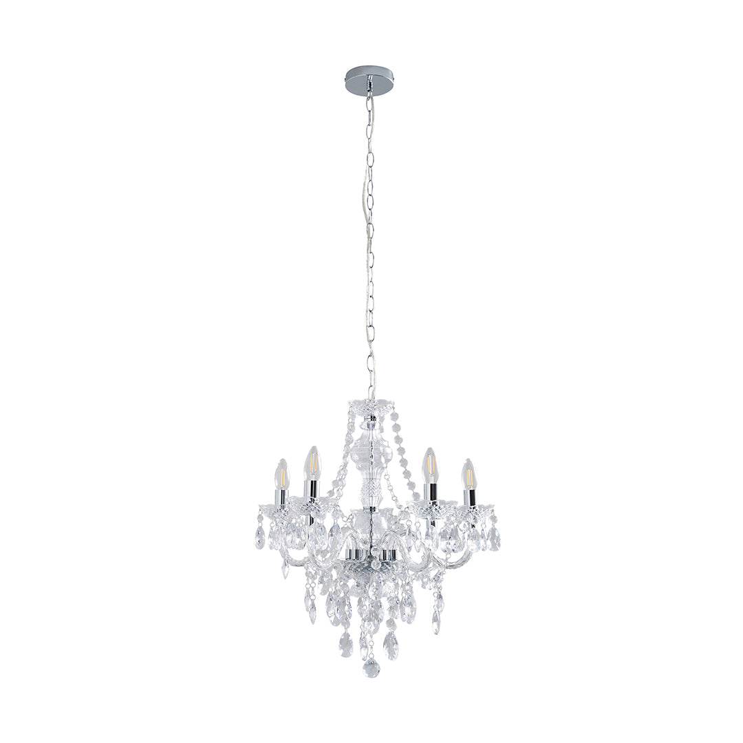 Pagazzi Vivienne 5 Light Chrome & Clear Chandelier Ceiling Pendant