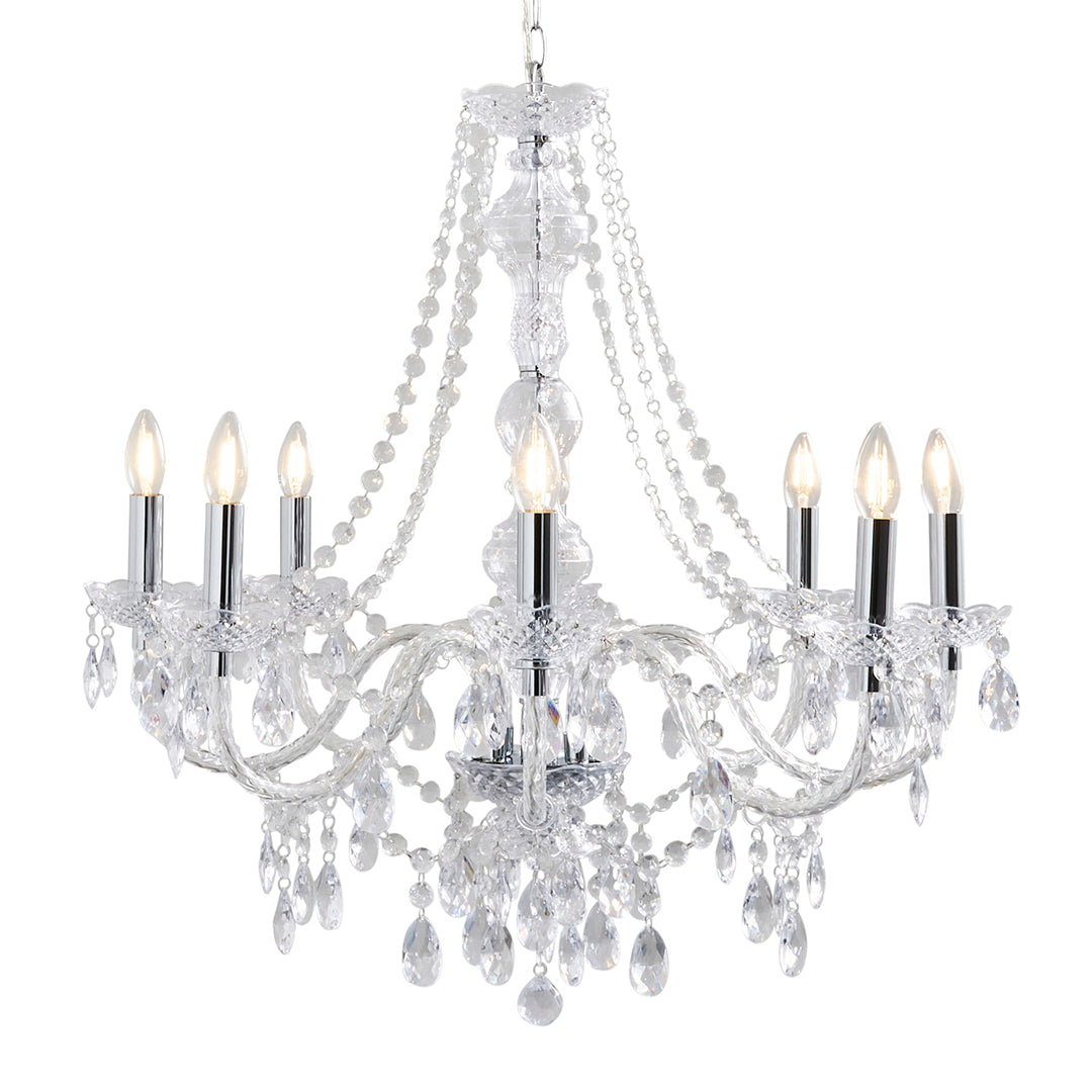 Pagazzi Vivienne 8 Light Chrome Clear Chandelier Pendant