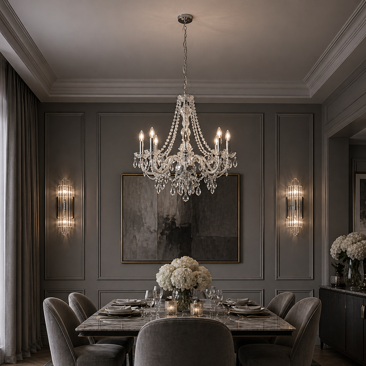 Pagazzi Vivienne 8 Light Chrome Clear Chandelier Pendant