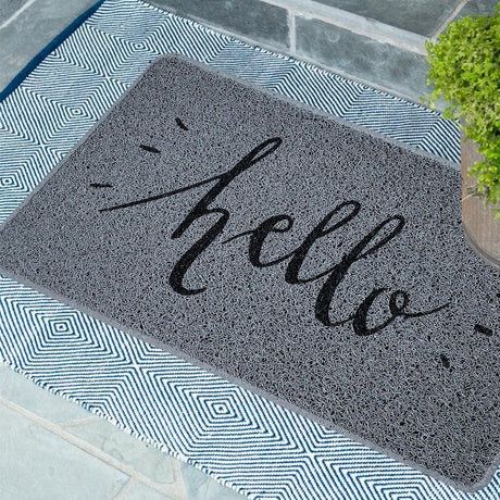 Nicoman Hello Print PVC Spaghetti Looper Door Mat - 75x44cm