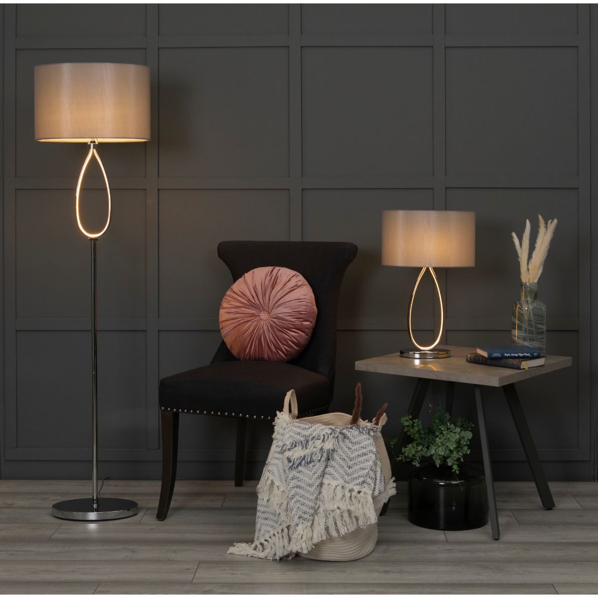 Pagazzi Zabina Polished Chrome Grey LED Floor Lamp