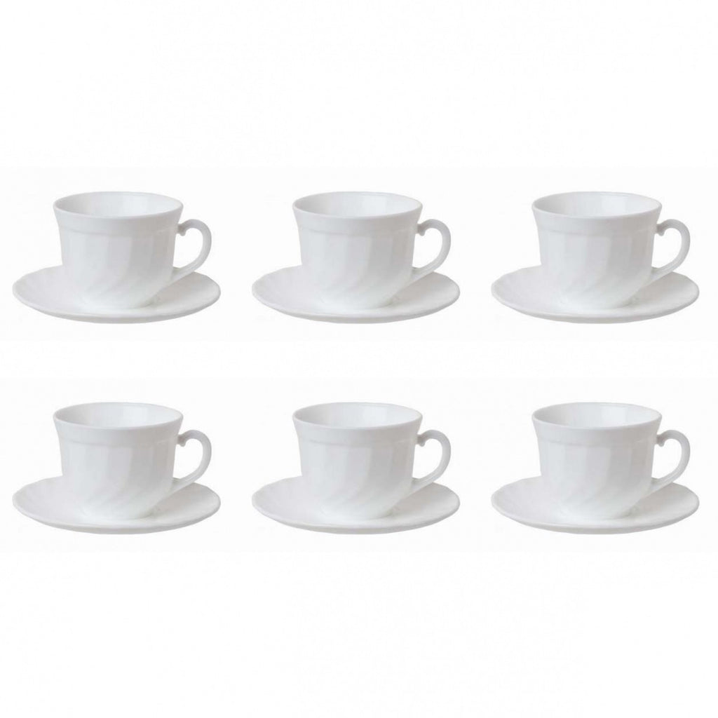 Image - Luminarc Trianon Cups and Saucers, 22cl, 6pcs, White