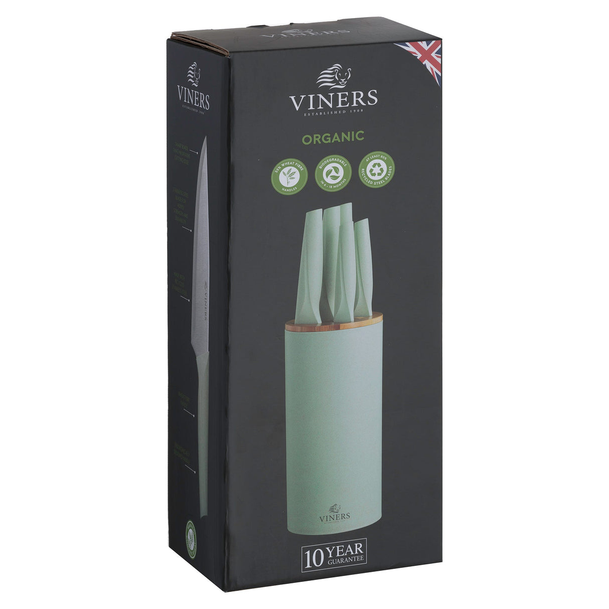 Viners Organic Green 6pce Knife Block Set
