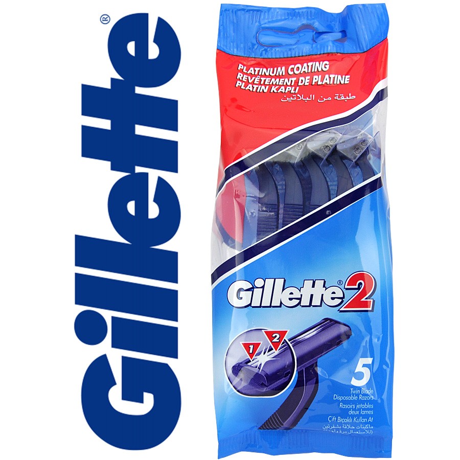 Image - Gillette 2 Twin Blade Disposable Razors, Pack of 5