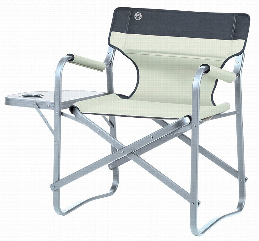 Image - Coleman Khaki Deck Chair with Shelf