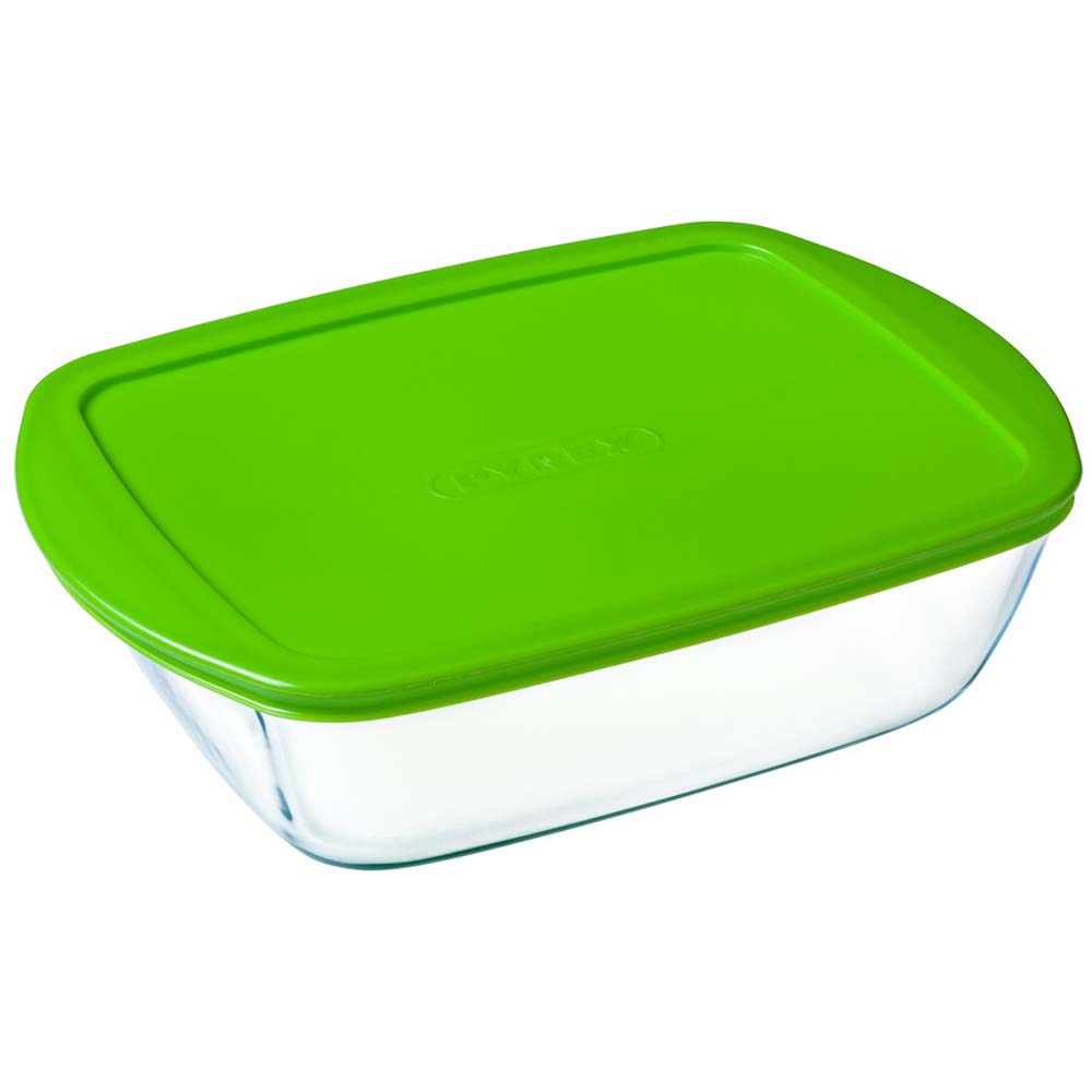 Image - Pyrex Cook & Store Glass Rectangular Dish High Resistance with Lid, 28x20x8cm