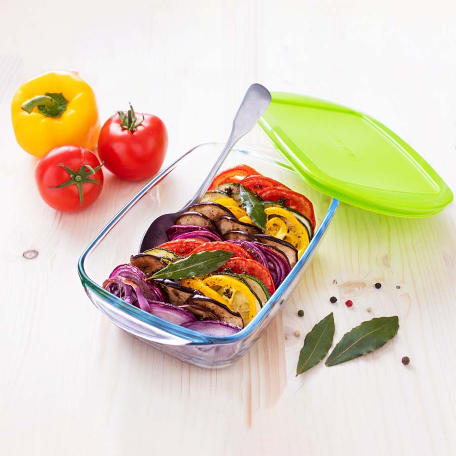 Image - Pyrex Cook & Store Glass Rectangular Dish High Resistance with Lid, 28x20x8cm