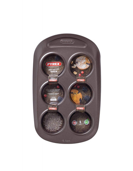 Image - Pyrex asimetriA Metal Easy-Grip 6 Cups Muffin Tray