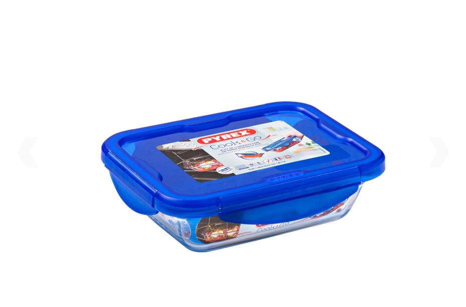 Image - Pyrex Cook & Go Glass Rectangular Dish with Lid, 20x15cm