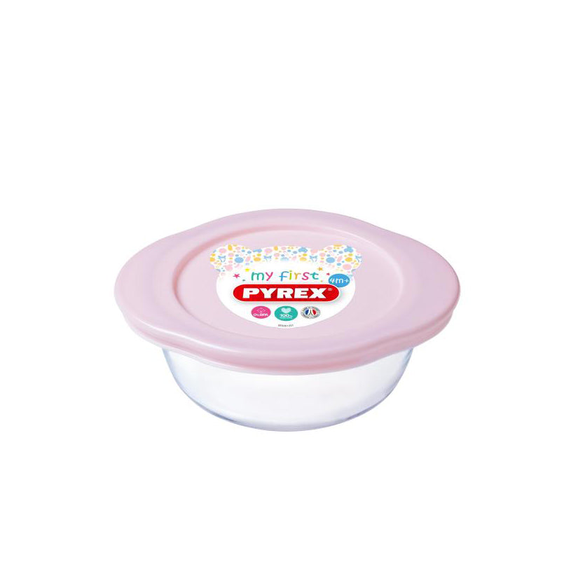 Image - Pyrex Round Baby Food Container Dish with Lid, 350ml, Pink