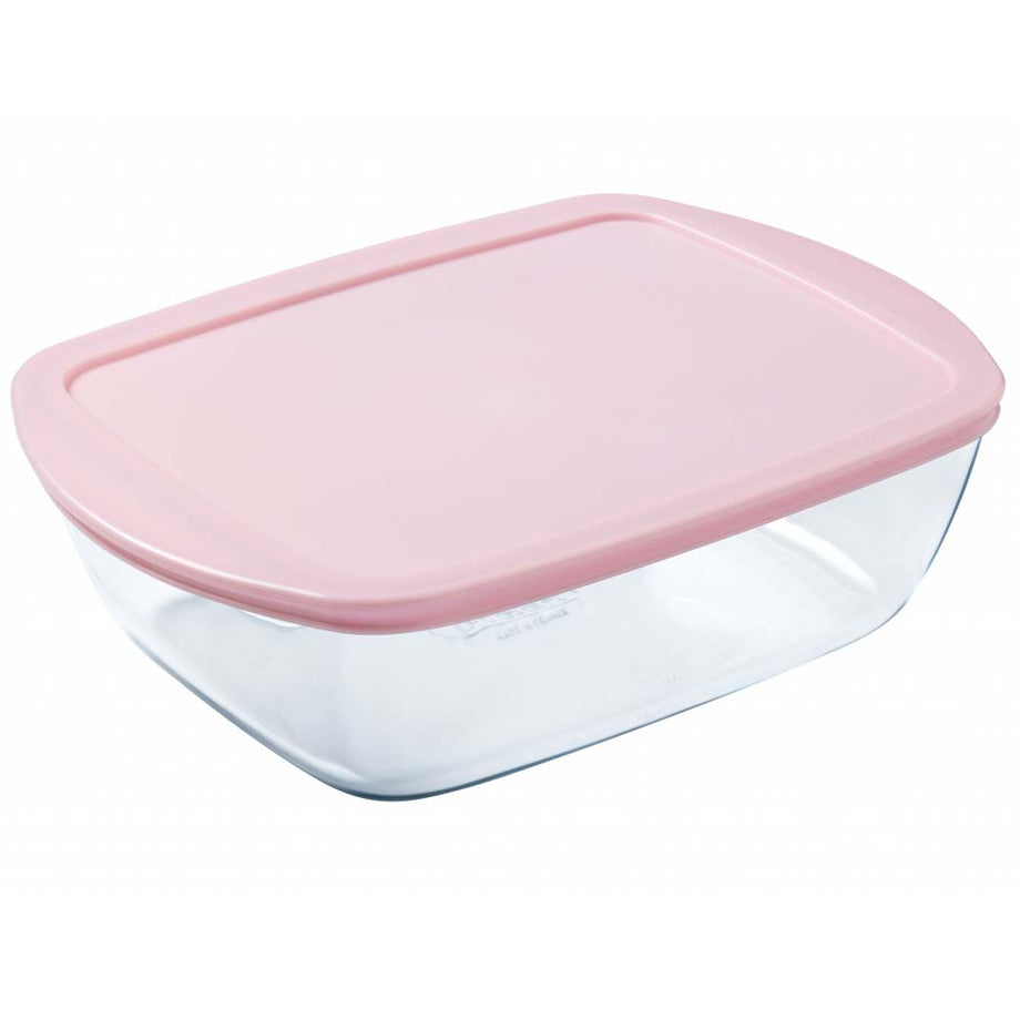 Set of 2 rectangular food containers, with lids, made of Cook & Freeze  heat-resistant glass, 1.5L / 2.6 L - Pyrex