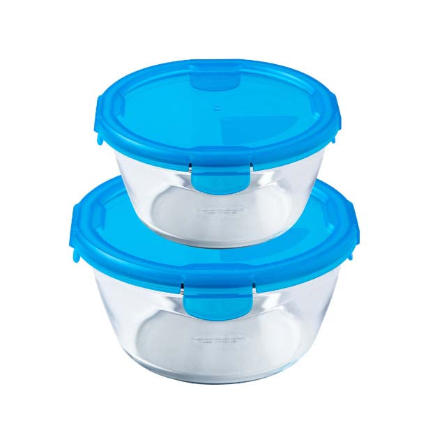 Image - Pyrex Cook & Go Set of 2 Round Roasters, Neon Blue