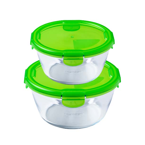 Image - Pyrex Cook & Go Set of 2 Round Roasters, Neon Green