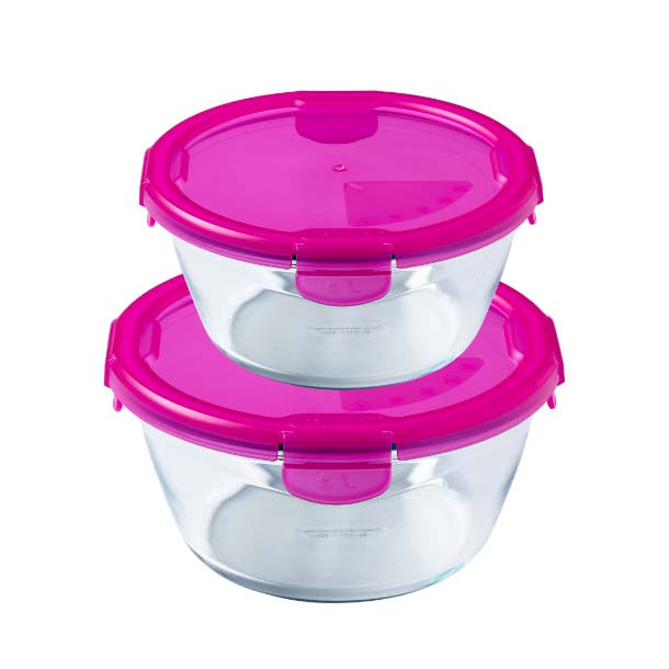 Image - Pyrex Cook & Go Set of 2 Round Roasters, Neon Pink