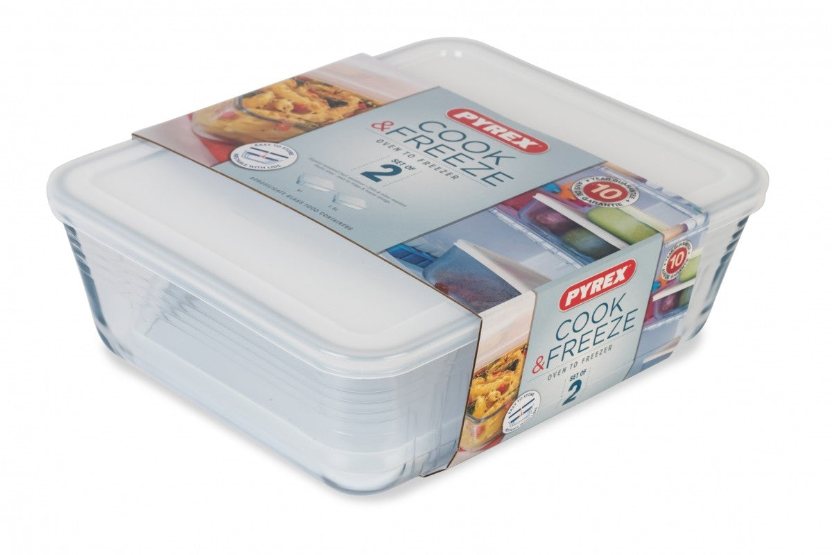 Image - Pyrex Cook & Freeze 2pc Rectangular Storage Set, 1.5L + 4L