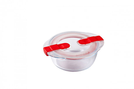 Image - Pyrex Cook & Heat Round Glass Food Container with Patented Microwave Safe Lid, 14x12x5cm