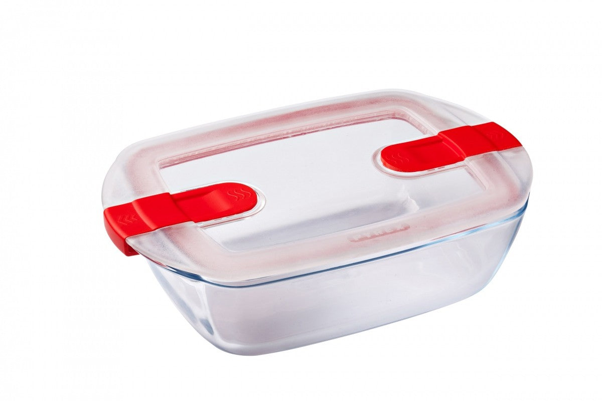 Image - Pyrex Cook & Heat Rectangular Glass Food Container with Patented Microwave Safe Lid, 23x15x6cm