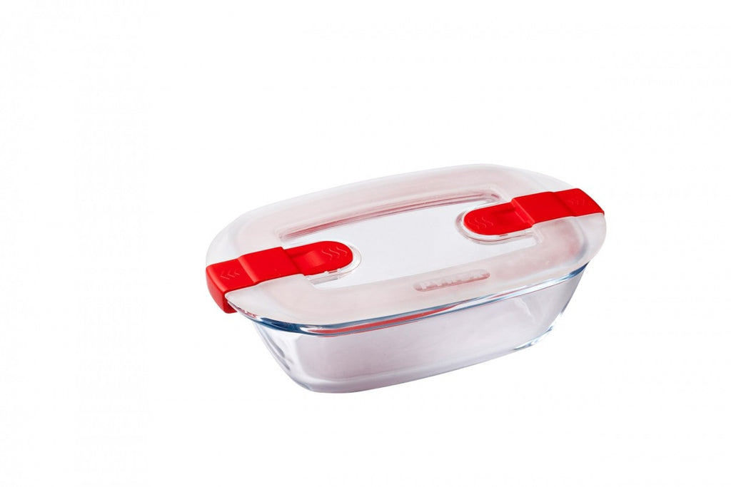 Image - Pyrex Cook & Heat Rectangular Glass Food Container with Patented Microwave Safe Lid, 17x10x5cm