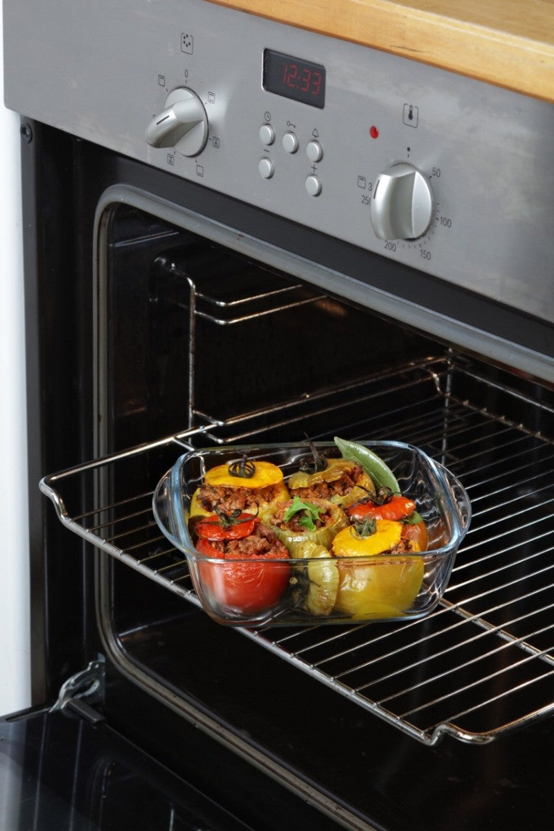 Image - Pyrex Cook & Heat Square Glass Food Container with Patented Microwave Safe Lid, 14x12x4cm