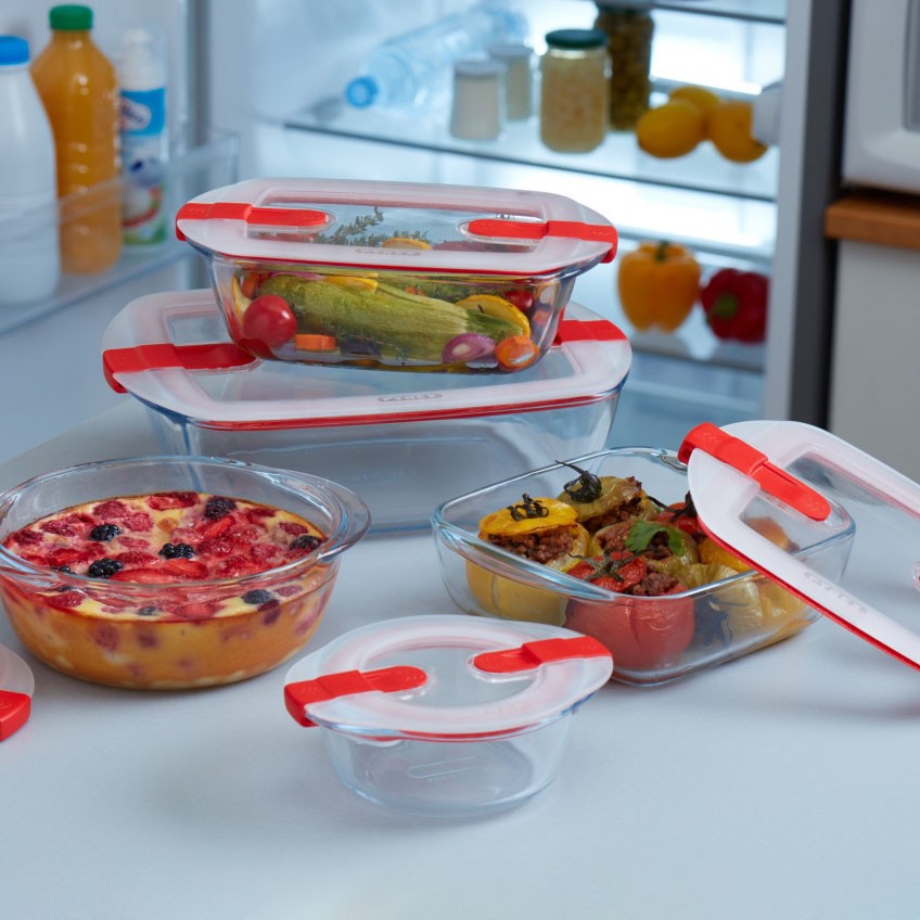 Cook & Heat Round glass food container with patented microwave safe li -  Pyrex® Webshop EU