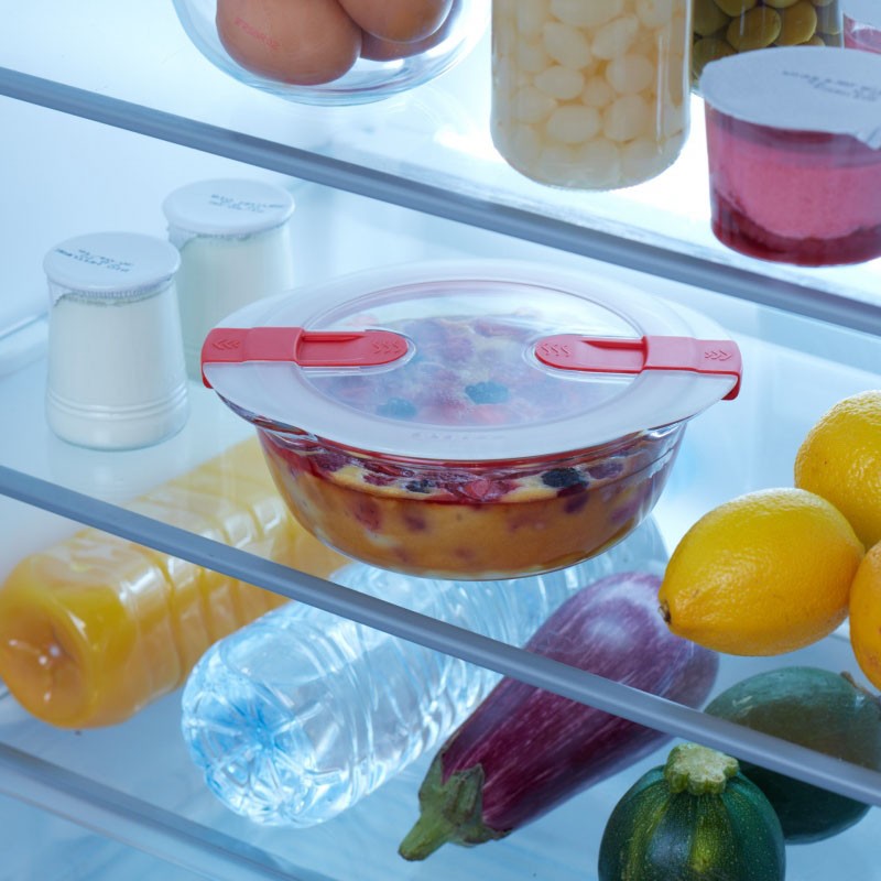 Image - Pyrex Cook & Heat Round Glass Food Container with Patented Microwave Safe Lid, 20x18x7cm