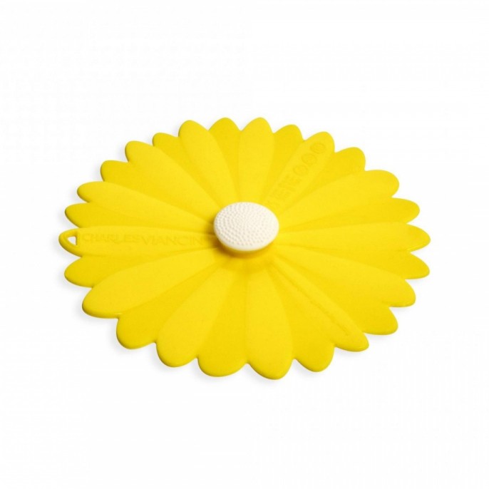 Image - Charles Viancin Silicone Airtight Drink Lids, Pack of 2, 10cm, Yellow Daisy