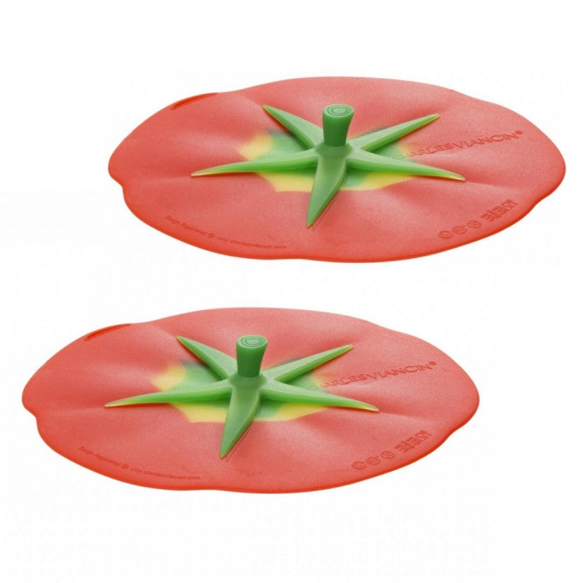 Image - Charles Viancin Silicone Airtight Drink Lids, Pack of 2, 10cm, Tomato