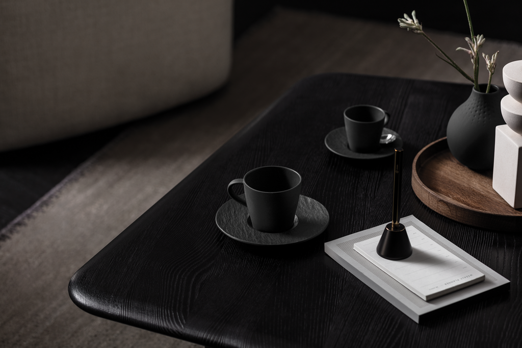 Image - Villeroy & Boch Manufacture Rock Espresso Cup Saucer, Black/Grey, 12x12x2cm