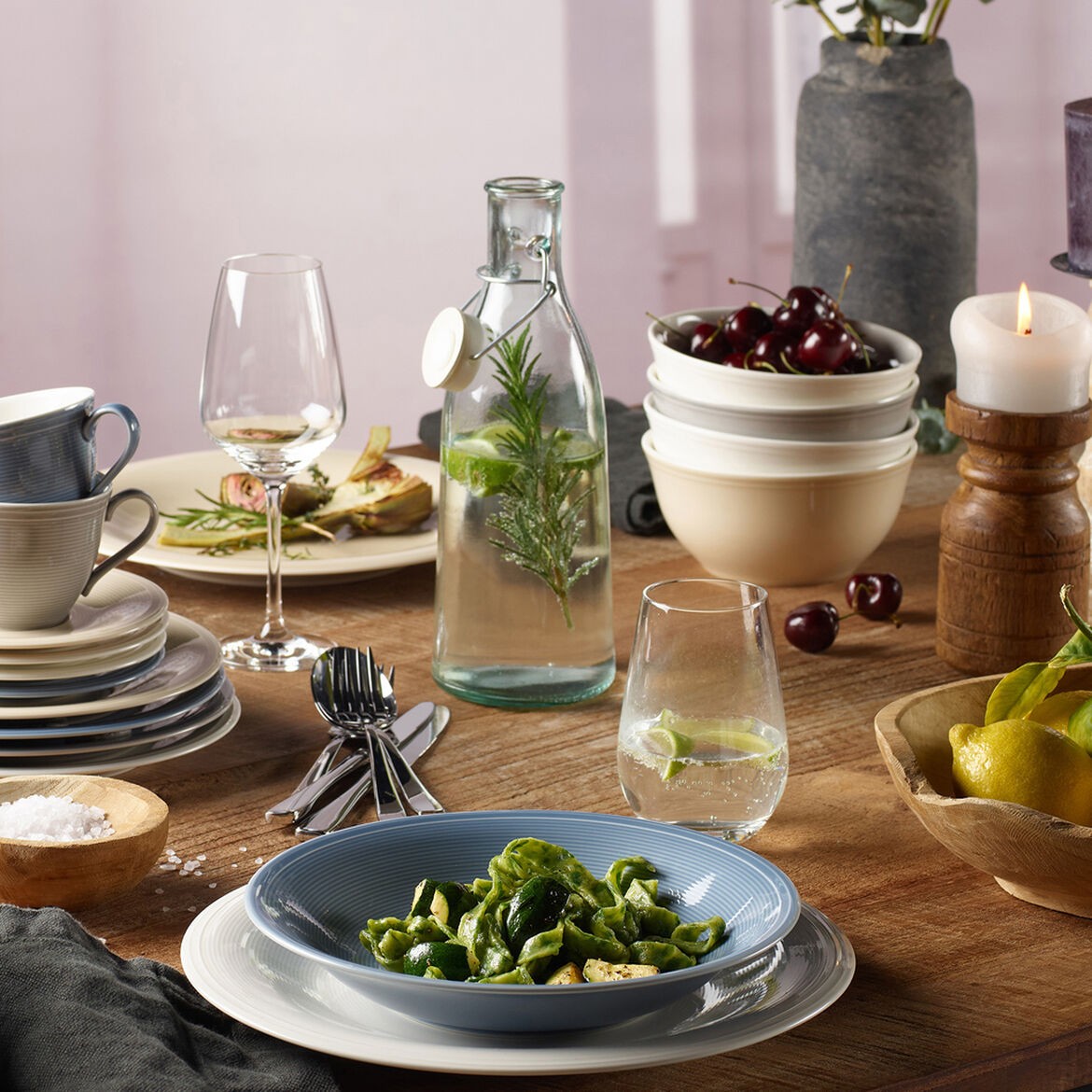 Image - Villeroy & Boch Color Loop Horizon Dinner Set, Sky Blue, 8 pieces