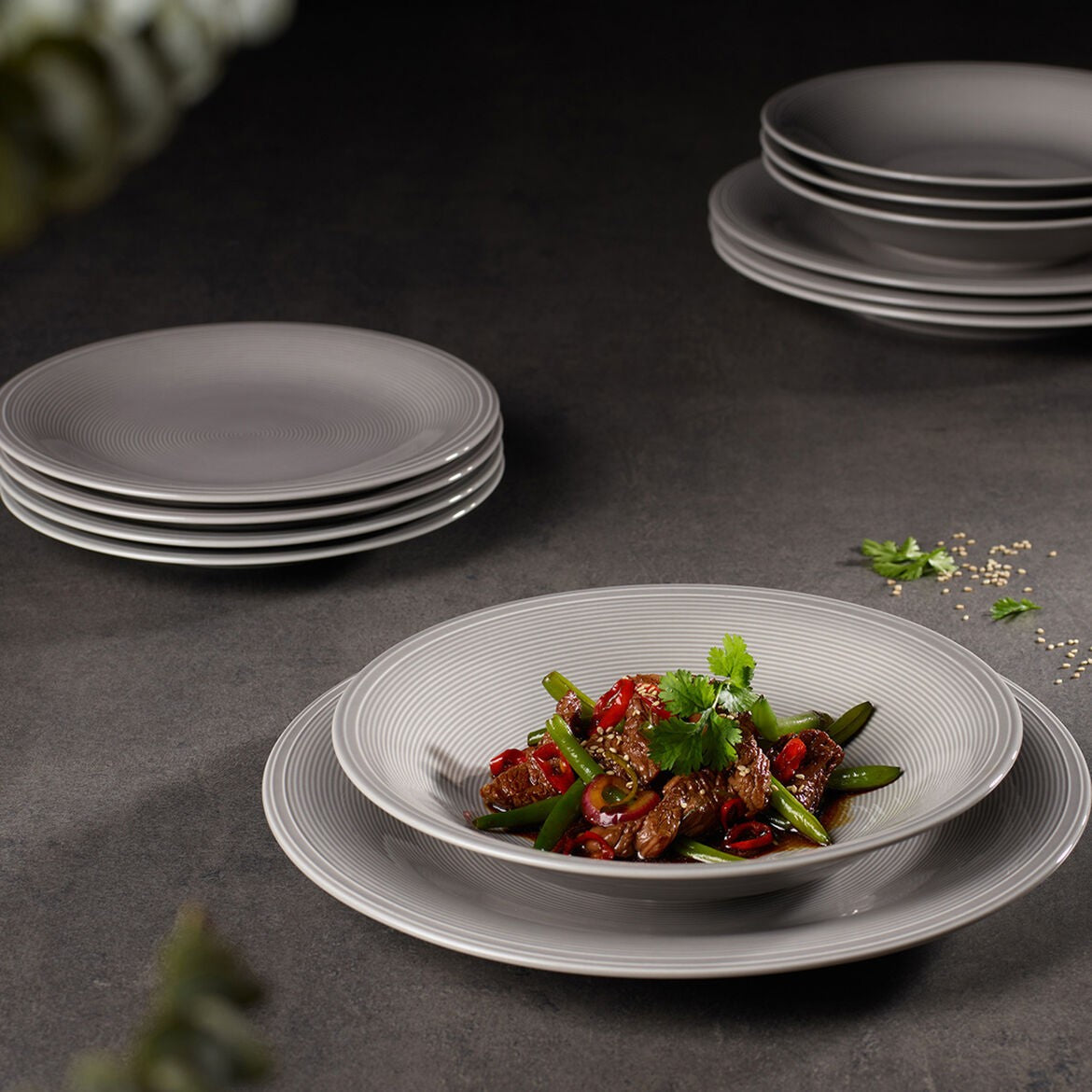 Image - Villeroy & Boch Color Loop Stone Dinner Set, Stone, 8 pieces