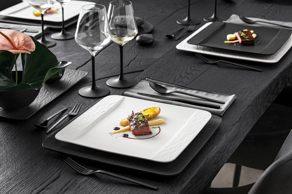 Image - Villeroy & Boch Manufacture Rock Blanc Square Dinner Plate, White, 28x28x2cm