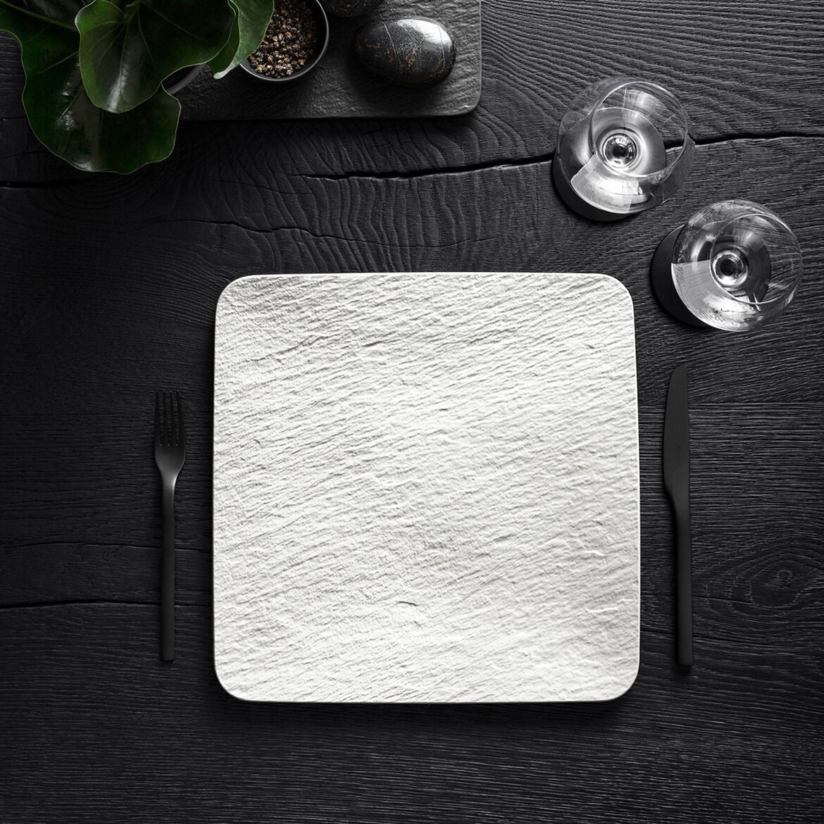 Image - Villeroy & Boch Manufacture Rock Blanc Square Serving/Gourmet Plate, White, 32.5x32.5x1.5cm