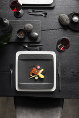 Image - Villeroy & Boch Manufacture Rock Square Dinner Plate, Black/Grey, 28x 28x2cm