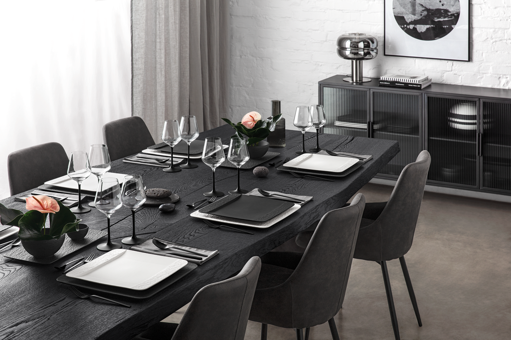 Image - Villeroy & Boch Manufacture Rock Square Dinner Plate, Black/Grey, 28x 28x2cm