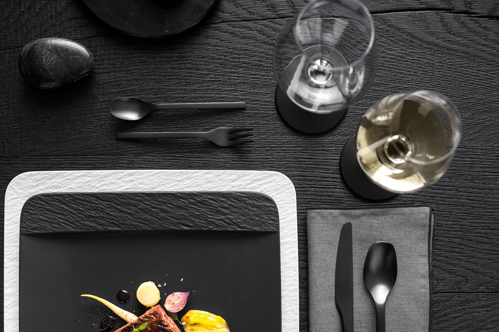 Image - Villeroy & Boch Manufacture Rock Square Dinner Plate, Black/Grey, 28x 28x2cm