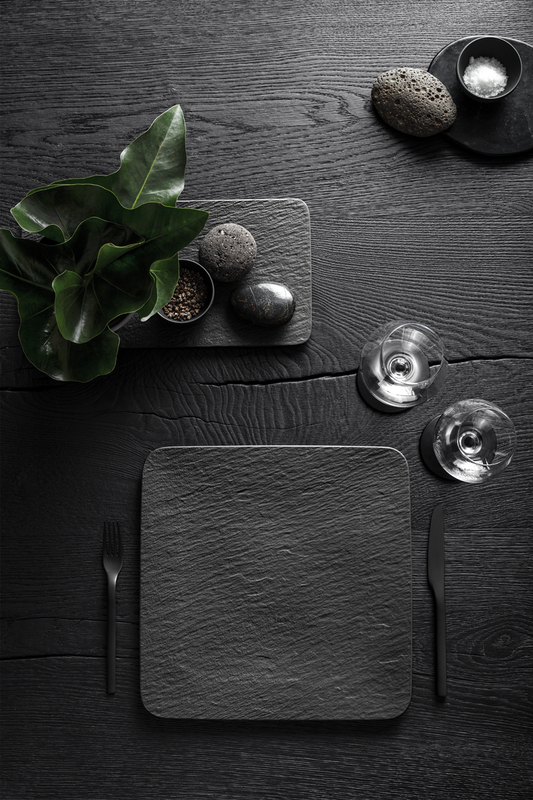 Image - Villeroy & Boch Manufacture Rock Square Serving/Gourmet Plate, Black/Grey, 32.5x32.5x1.5cm