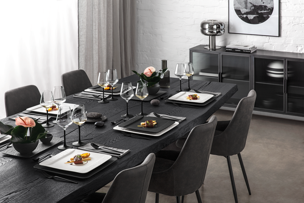 Image - Villeroy & Boch Manufacture Rock Square Serving/Gourmet Plate, Black/Grey, 32.5x32.5x1.5cm