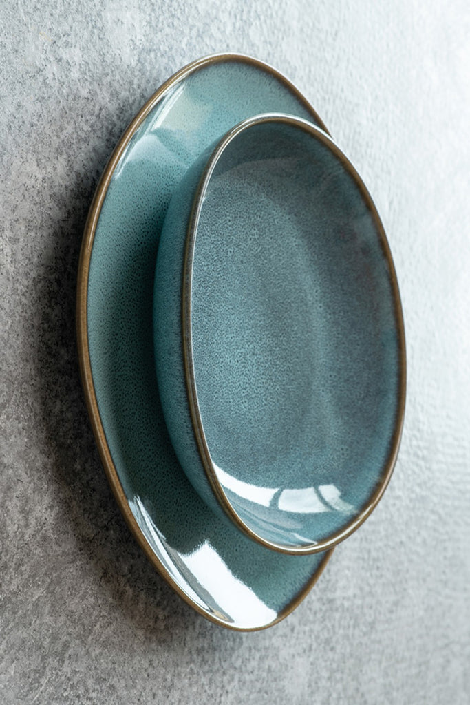 Image - Villeroy & Boch Lave Glacé Small Flat Bowl, Turquoise, 22x21x4.2cm
