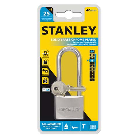 Image - Stanley Chrome Plated Padlock 40mm
