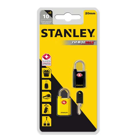 Image - Stanley Multipack TSA 2 Key Padlock, 20mm, Yellow/Black