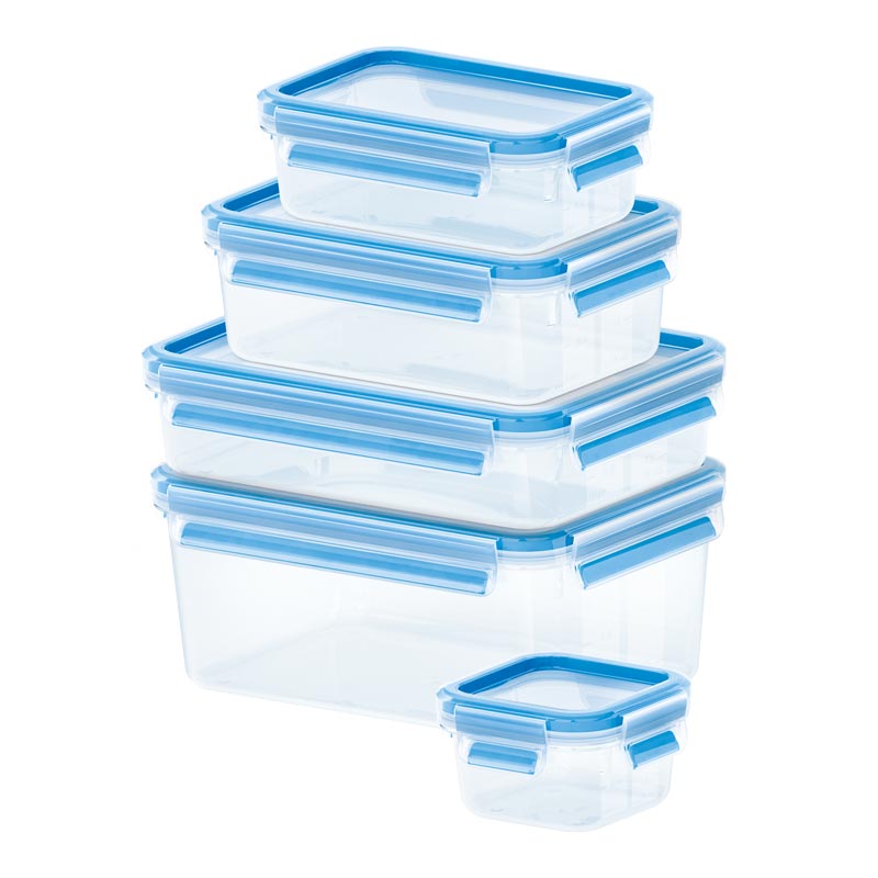 Image - Emsa Clip & Close Set of 5 Food Containers, Blue