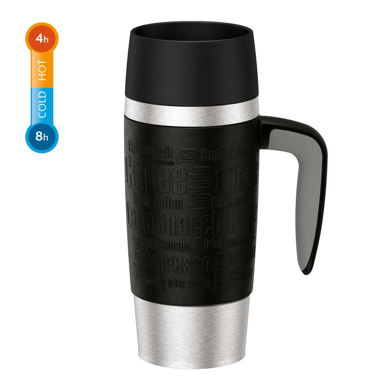 Image - Emsa Quick Press Travel Mug with Handle, 0.36 Litres, Black