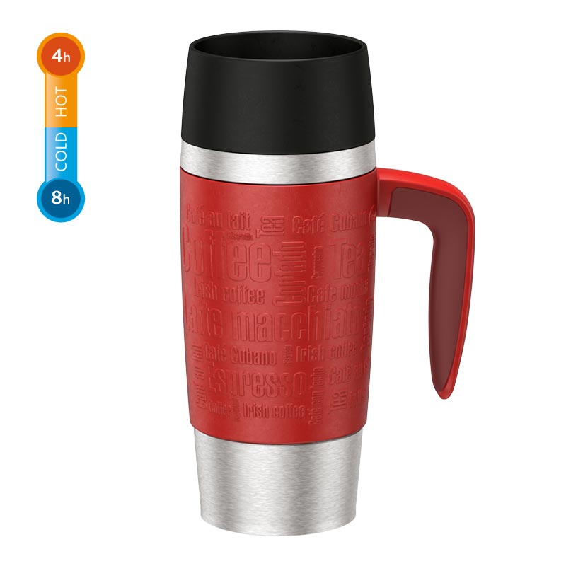 Image - Emsa Quick Press Travel Mug with Handle, 0.36 Litres, Red