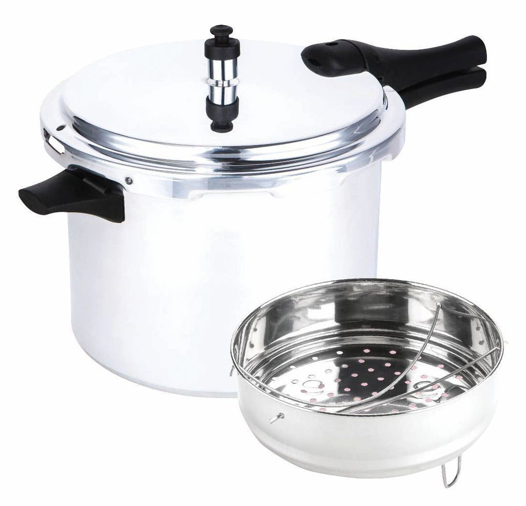 Image - Prestige Aluminium Sleek and Simple Pressure Cooker with Steamer, 6L, Chrome