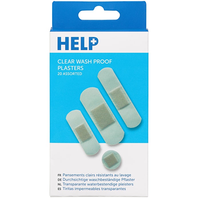 Image - Help 20 Assorted Washproof Plasters, Clear