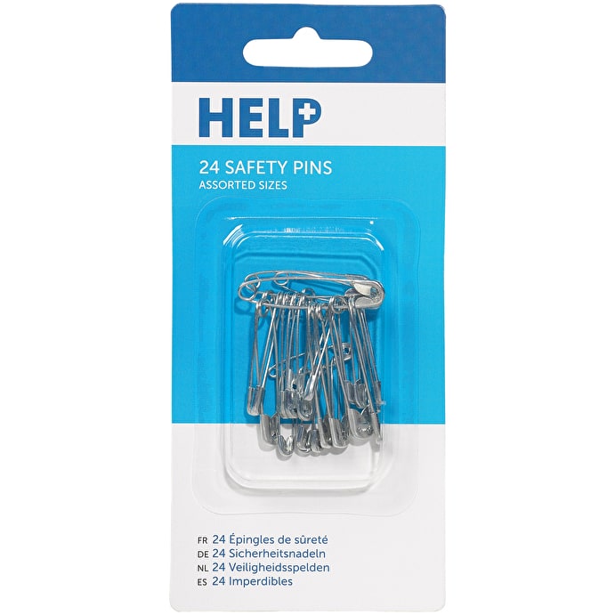 Image - Help Nickel Safety Pins, SIlver