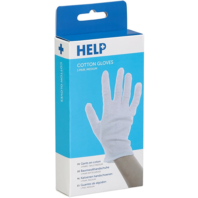 Image - Help Cotton Gloves, Medium, 1 Pair, White