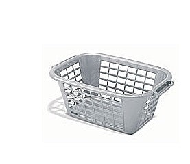 Image - Addis Rectangular Laundry Basket, 40L, Metallic Grey
