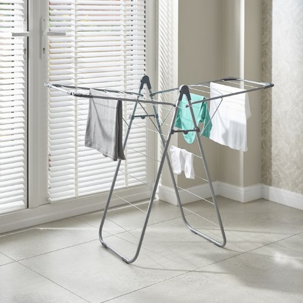 Image - Addis Slimline X Wing Clothes Airer, 10m, Grey