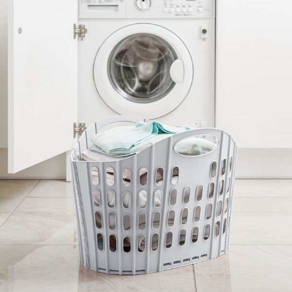 Image - Addis 38L Fold Flat Laundry Basket, Charcoal